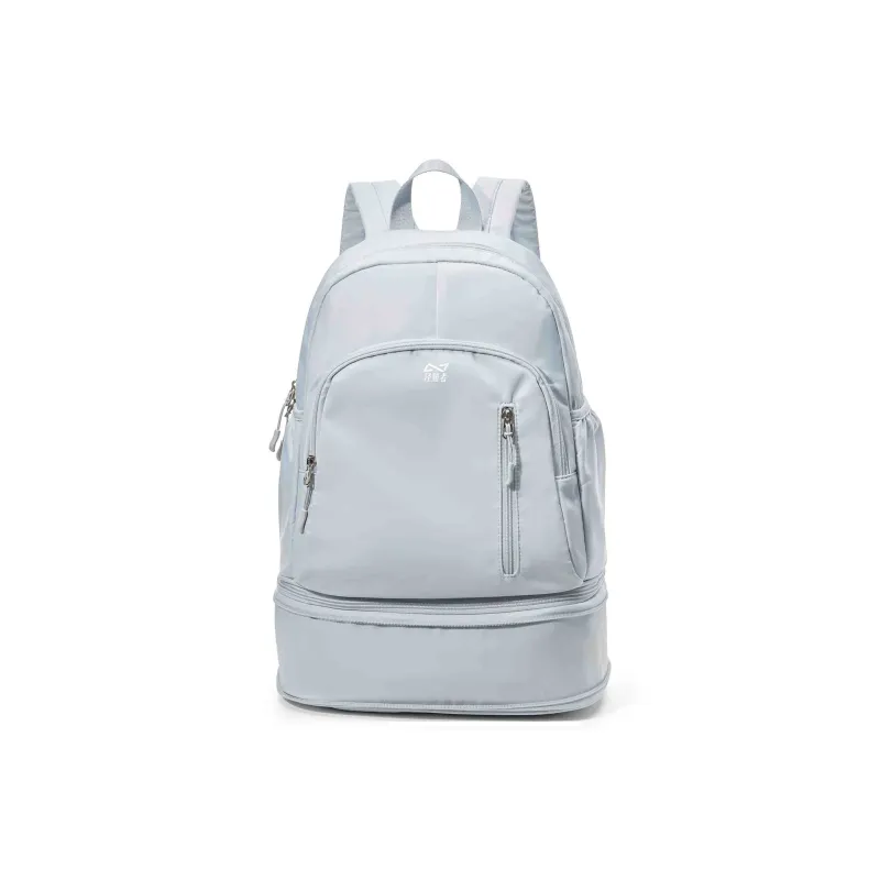 QING QI ZHE Fabric Backpack Travel Backpack Backpack Unisex Black Ecru Light Blue-12