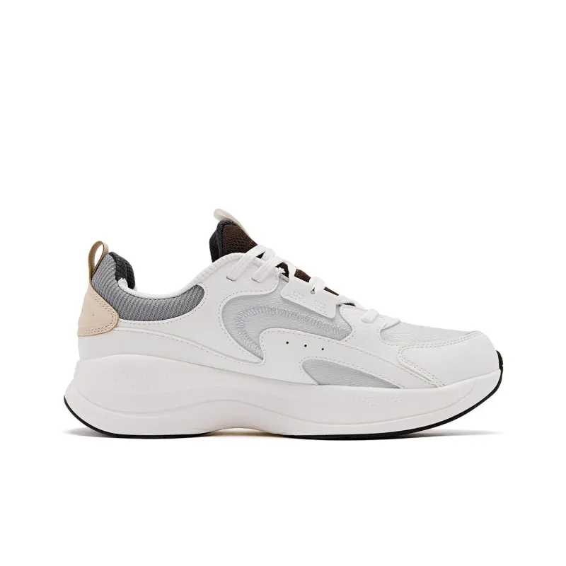 QIAODAN Cushioning Anti Slip And Wear Resistant Low Top Casual Running Shoes Women's White Gray-1