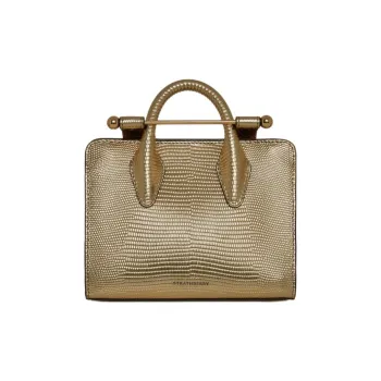 Strathberry Lizard-Grain Calfskin Tote Bag Shopping Bag Shoulder Bag Crossbody Bag Nano Women's Gold