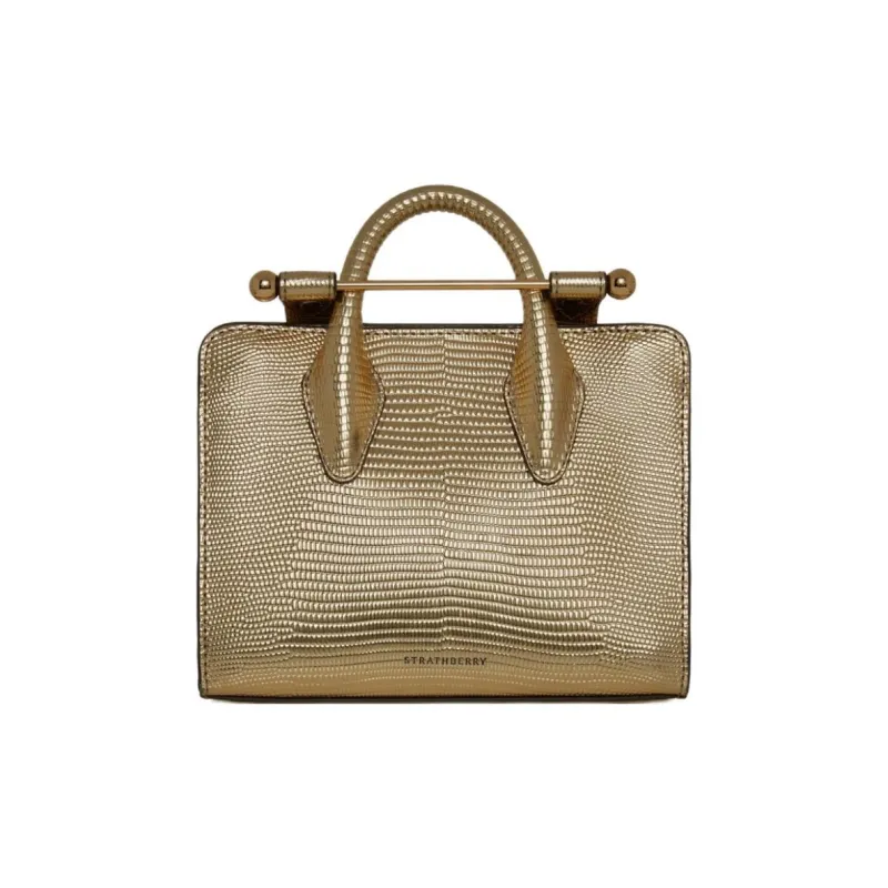 Strathberry Lizard-Grain Calfskin Tote Bag Shopping Bag Shoulder Bag Crossbody Bag Nano Women's Gold-0