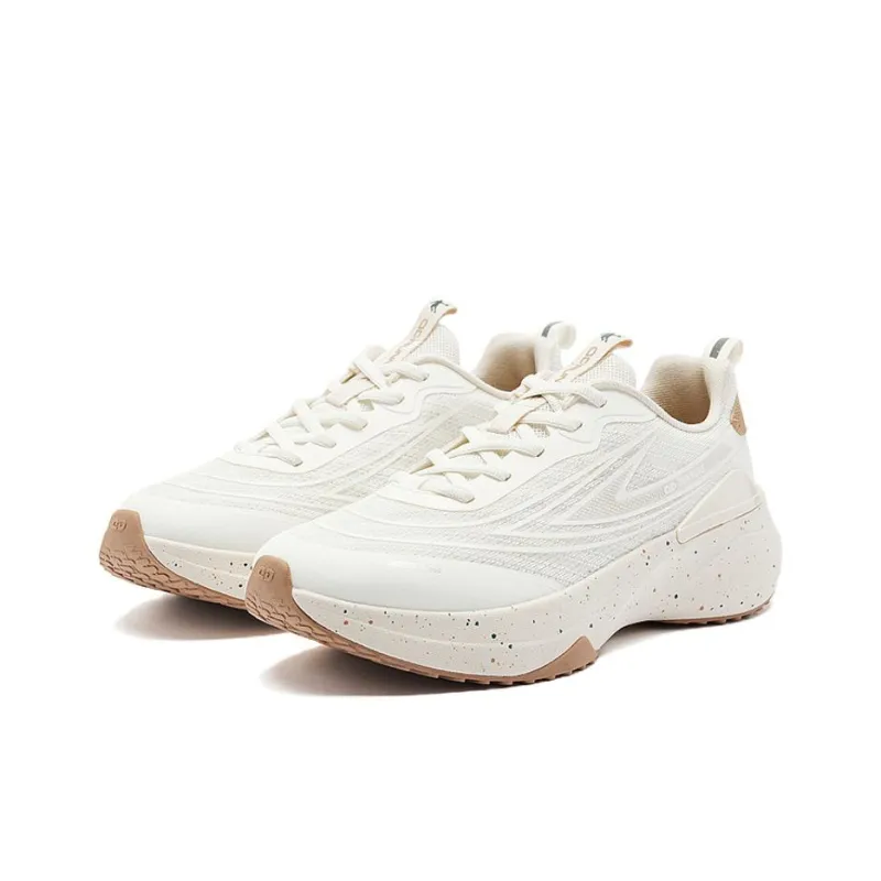 QIAODAN Cushioning Breathable Low Top Casual Running Shoes Women's White Brown-1