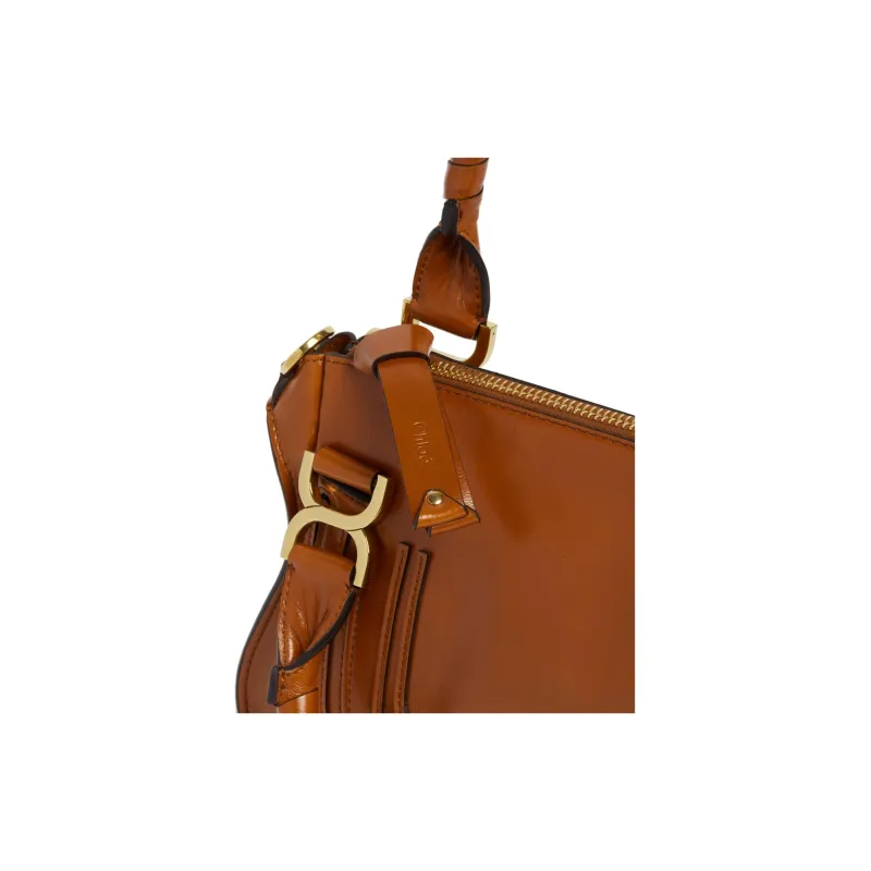 Chloe Marcie Soft Leather Shoulder Bag Crossbody Bag Handbag Women's Brown-4