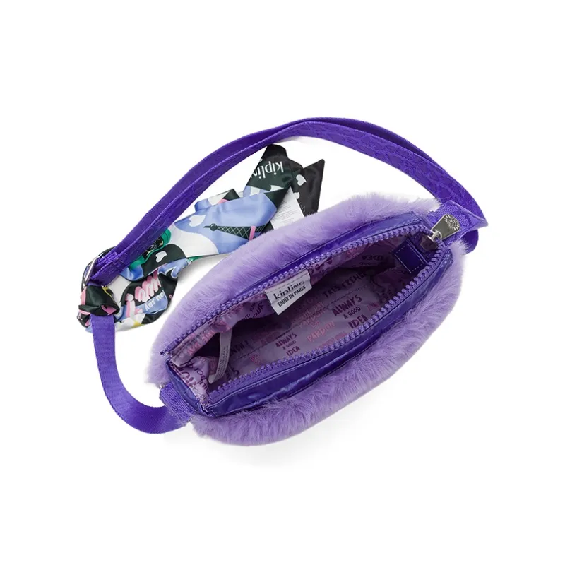 Kipling Polyester Shoulder Bag, Crossbody Bag Regular Unisex Pink Purple Fuzzy-3