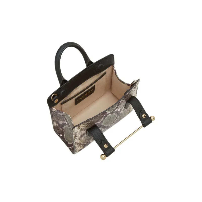 Strathberry Calfskin Tote Bag Shopping Bag Shoulder Bag Crossbody Bag Handbag Mini Women's Black & Multicolor-3