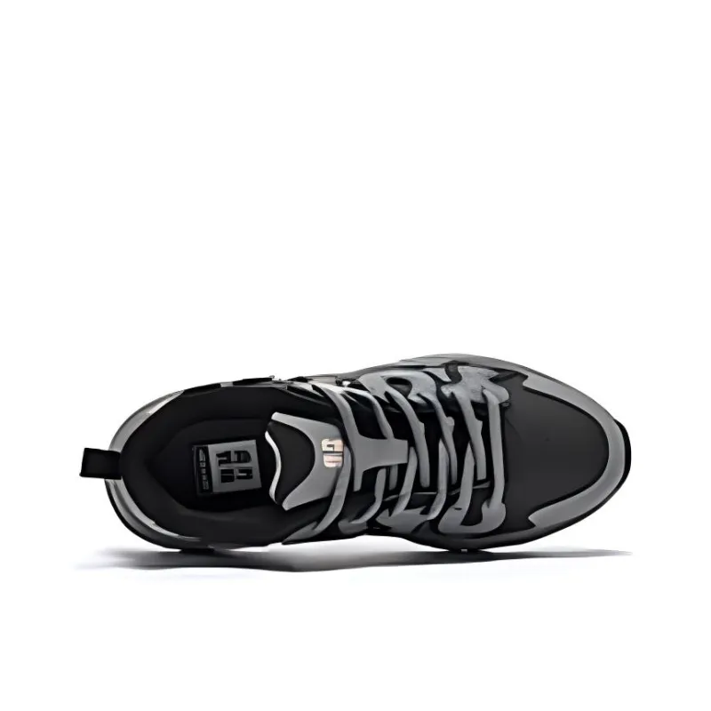 QIAODAN Water Resistant Height Increasing Lightweight Low Top Chunky Sneakers Women's Black Gray Color-2