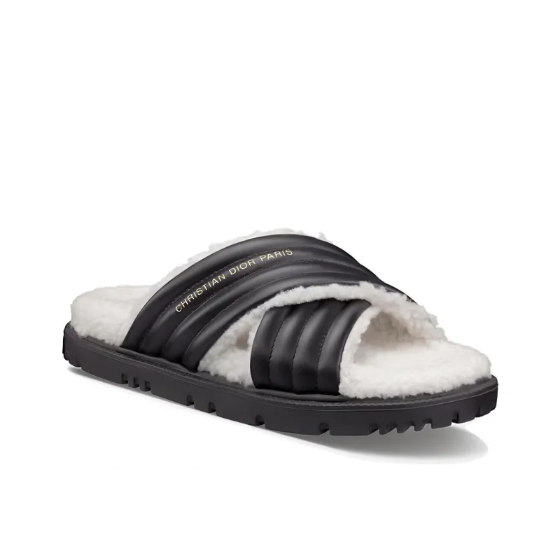 DIOR D-Cross Rubber Sole Slide Slippers Women's Black White-2