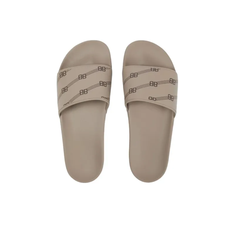 Balenciaga Monogram Slides Light Brown Black-3