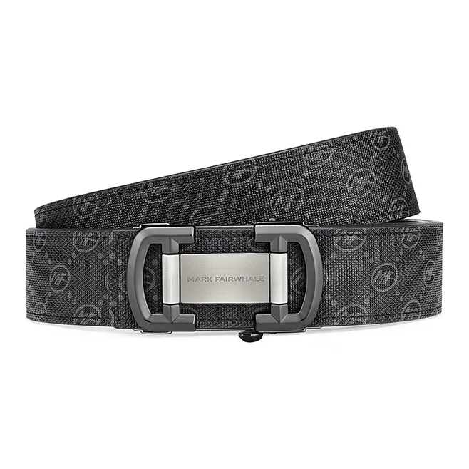 FAIRWHALE Business Casual Automatic Buckle Inner Mesh Belt Pvc Leather Belts Men's Width 3.5CM-2
