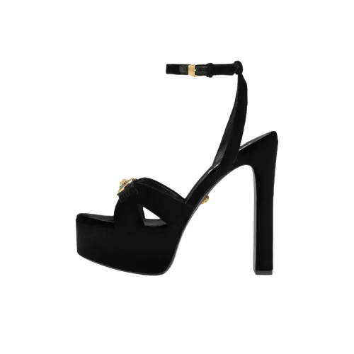 VERSACE Gianni Ribbon Strap Sandals 14cm Women's Black