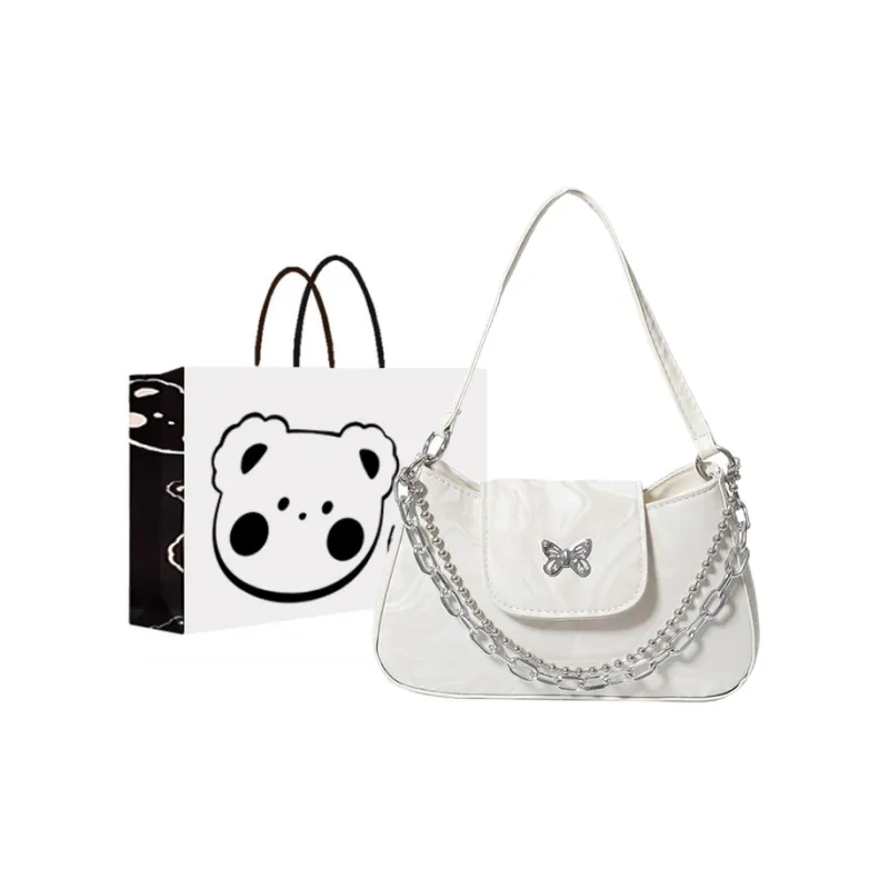 NX DOUGHNUT PU Shoulder Bag Regular Women's Black/White/Silver-0