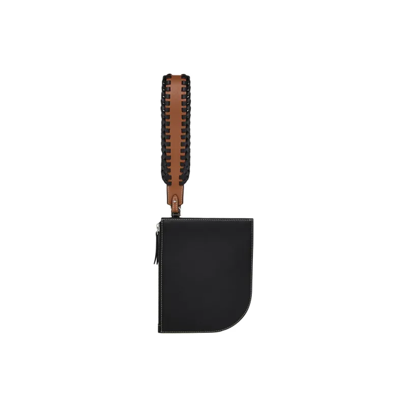 Strathberry Smooth Calf Leather Clutch Regular Women's Black/Chesnut-1