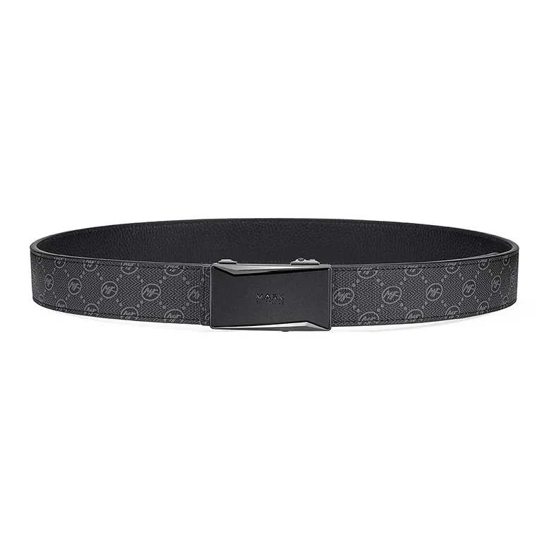 FAIRWHALE Vintage Pattern Automatic Buckle Casual Belt PVC Leather Belts Men's Width 3.5CM-1