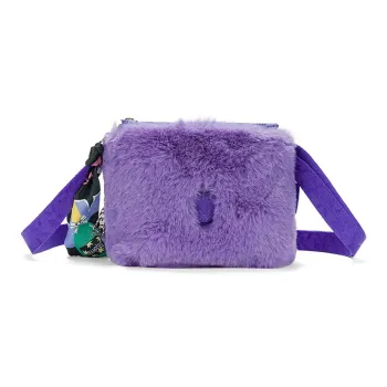 Kipling Polyester Shoulder Bag, Crossbody Bag Regular Unisex Pink Purple Fuzzy