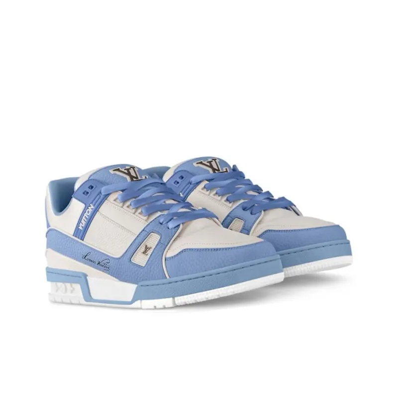 LOUIS VUITTON Trainer Low Top Skateboard Shoes Unisex Sea Blue-3