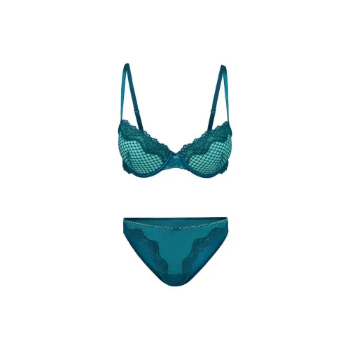 Victoria's Secret Rubie Push-Up Bra And Panty Set In / Ink Blue Underwear Set Women's Blue