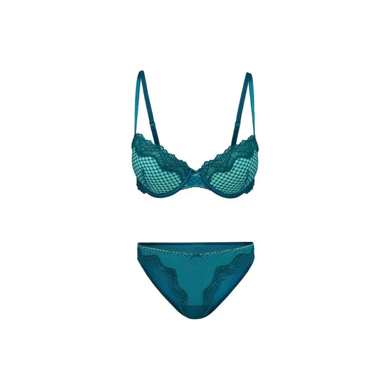 Victoria's Secret Rubie Push-Up Bra And Panty Set In / Ink Blue Underwear Set Women's Blue-0