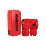 BOX Boxing Gloves Red 1 Pair+Kick Pads 1 Pc