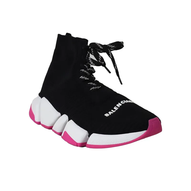 Balenciaga Speed 2.0 Slip-Resistant High-Top Sports Casual Shoes Women's White Black-1