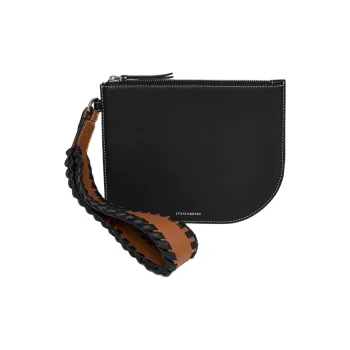 Strathberry Smooth Calf Leather Clutch Regular Women's Black/Chesnut