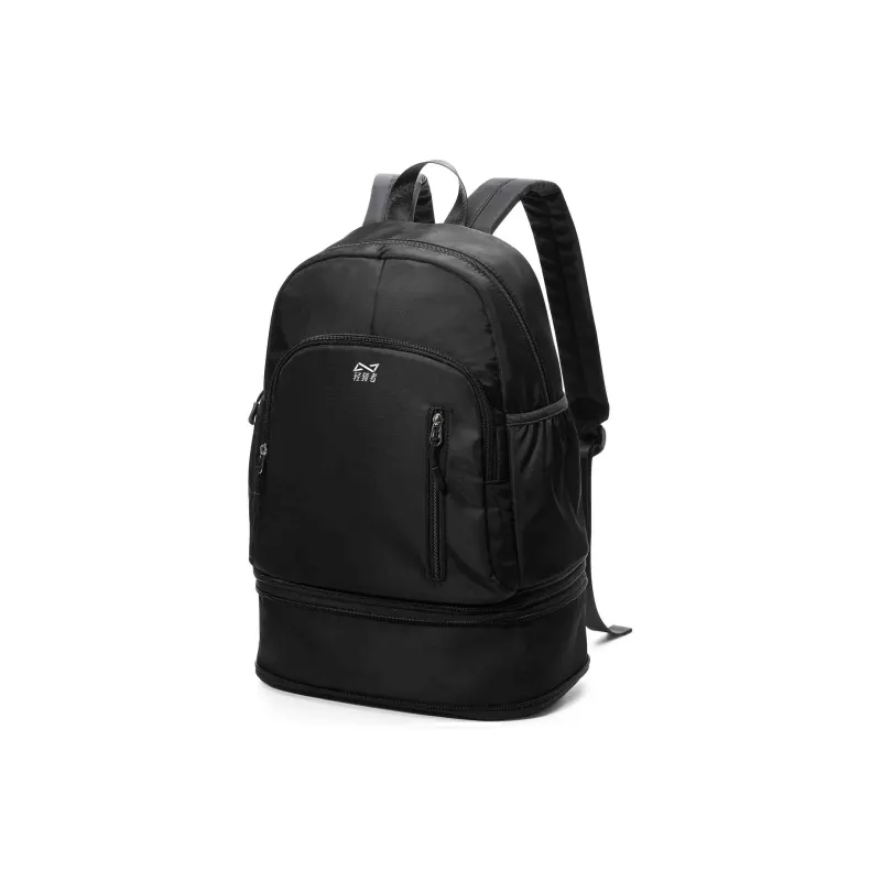 QING QI ZHE Fabric Backpack Travel Backpack Backpack Unisex Black Ecru Light Blue-1