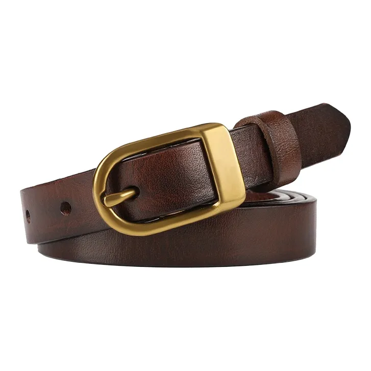 MILLIE'S Minimalist Slim Needle Buckle Belt Top Grain Cow Leather Leather Belts Women's Width 1.9CM-1