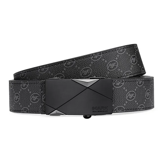 FAIRWHALE Geometric Tech Feel Automatic Buckle Casual Business Belt Pvc Leather Belts Men's Width 3.5CM-2