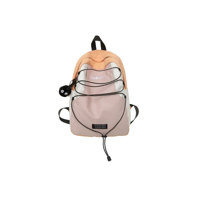 OURFUN Nylon Backpack Women's Black/Orange Red/Dark Brown/Light Blue/Dark Blue-4