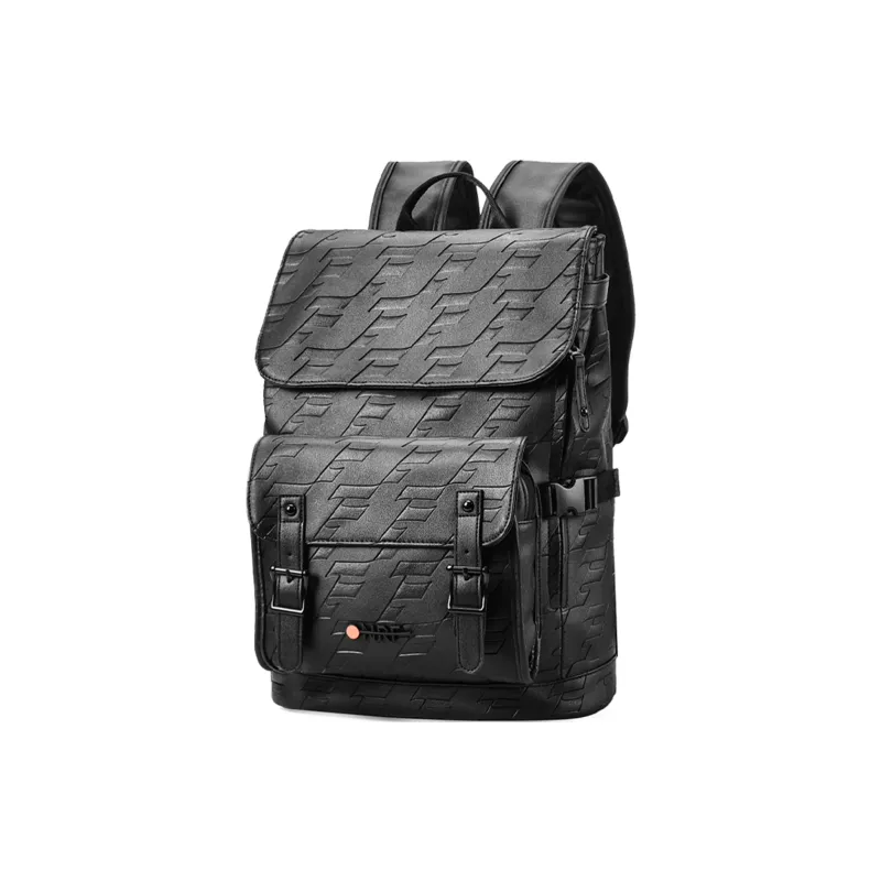 ONRF PVC Leather Backpack Travel Bag Laptop Bag For Students Tubas Unisex Black-9