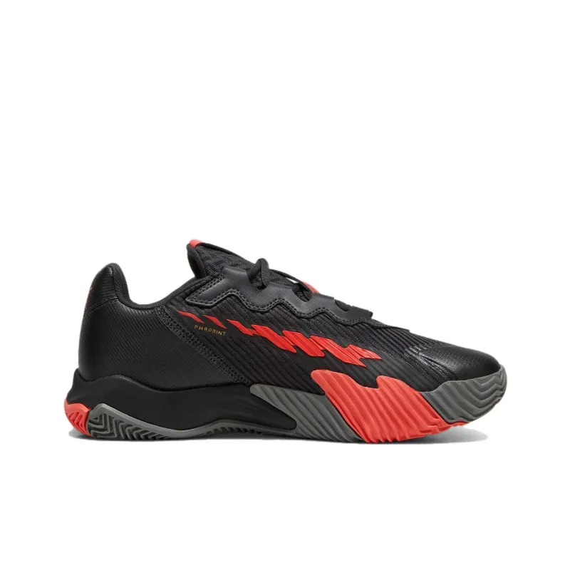 PUMA Nova Slip Resistant, Abrasion Resistant, Breathable, Supportive Low Top Tennis Shoes Men's Black Red-1