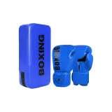 BOX Boxing Gloves Blue 1 Pair+Kick Pads 1 Pc