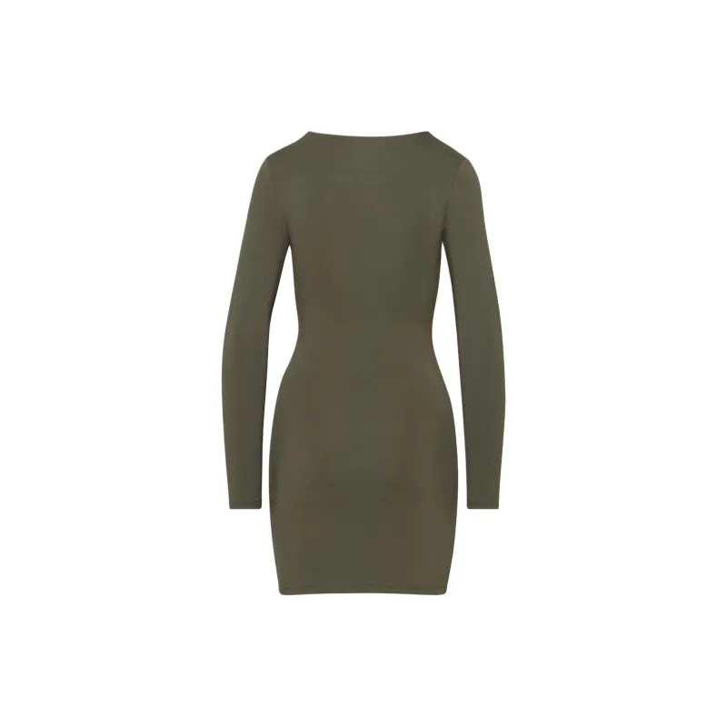 ARITZIA Contour Contour Crew Longsleeve Mini Dress Long-Sleeved Dresses Women's Dark Olive-1
