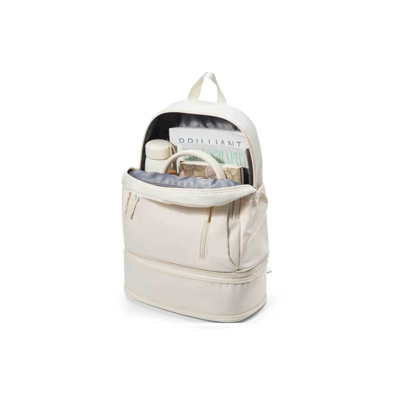 QING QI ZHE Fabric Backpack Travel Backpack Backpack Unisex Black Ecru Light Blue-9