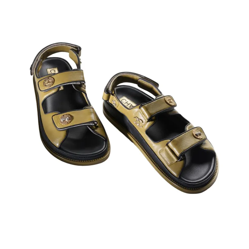 CHANEL Strap Sandals Women's Green-3