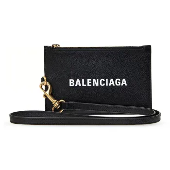 Balenciaga Cow Leather Crossbody Bag Coin Purse Wallet Women's Black