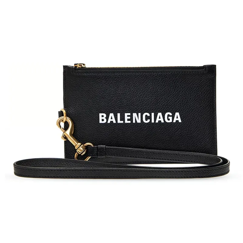 Balenciaga Cow Leather Crossbody Bag Coin Purse Wallet Women's Black-0