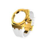 Gold Case Gold Bezel White Band