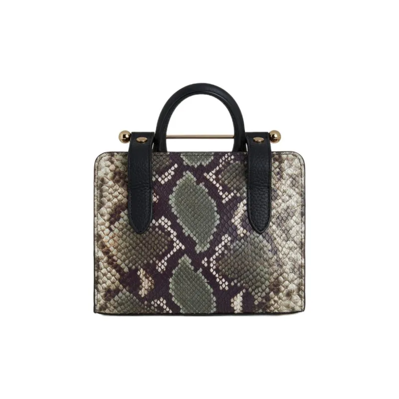 Strathberry Calfskin Tote Bag Shopping Bag Shoulder Bag Crossbody Bag Handbag Mini Women's Black & Multicolor-2