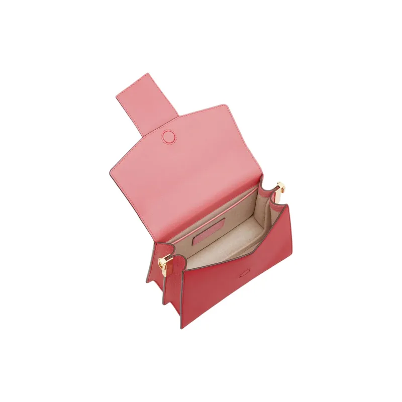 Strathberry Smooth Calf Leather Shoulder Bag Crossbody Bag Women's Raspberry Red With Candy Pink-3