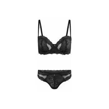 Victoria's Secret Melrose Balconette Bra And Panty Set In / Jet Black Underwear Set Women's Ink Black