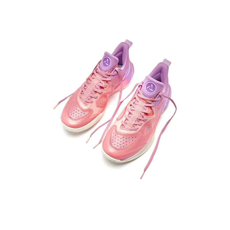 QIAODAN Cushioning Wear Resistant Low Top Basketball Shoes Men's Pink Purple-4