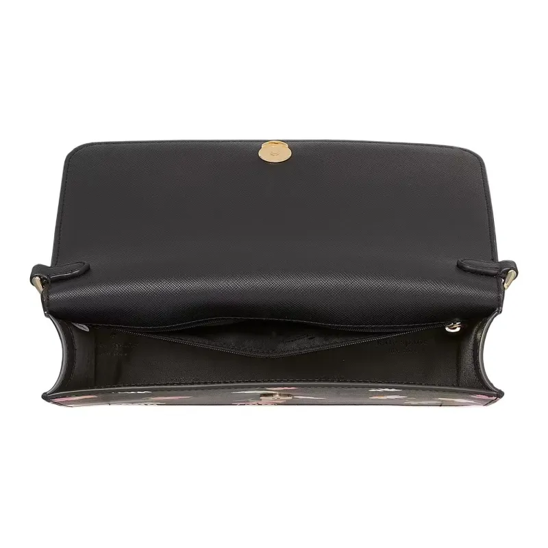 Kate Spade Saffiano Leather Crossbody Bag, Shoulder Bag Women's Black-3