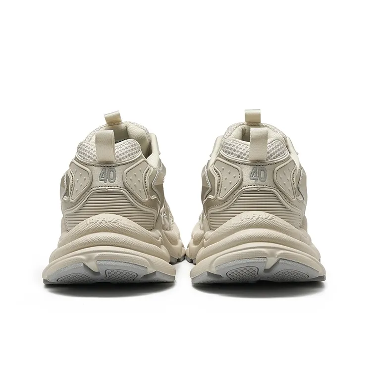 TOFAVE Anti Slip Wear Resistant Low Top Chunky Sneakers Unisex Champagne-4
