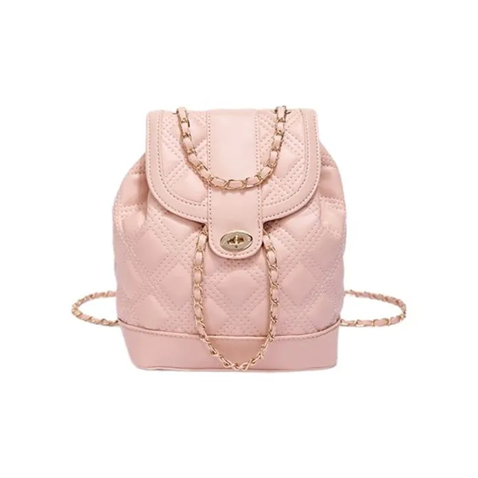 Carksky PU Chain Backpack Black/White/Pink-6