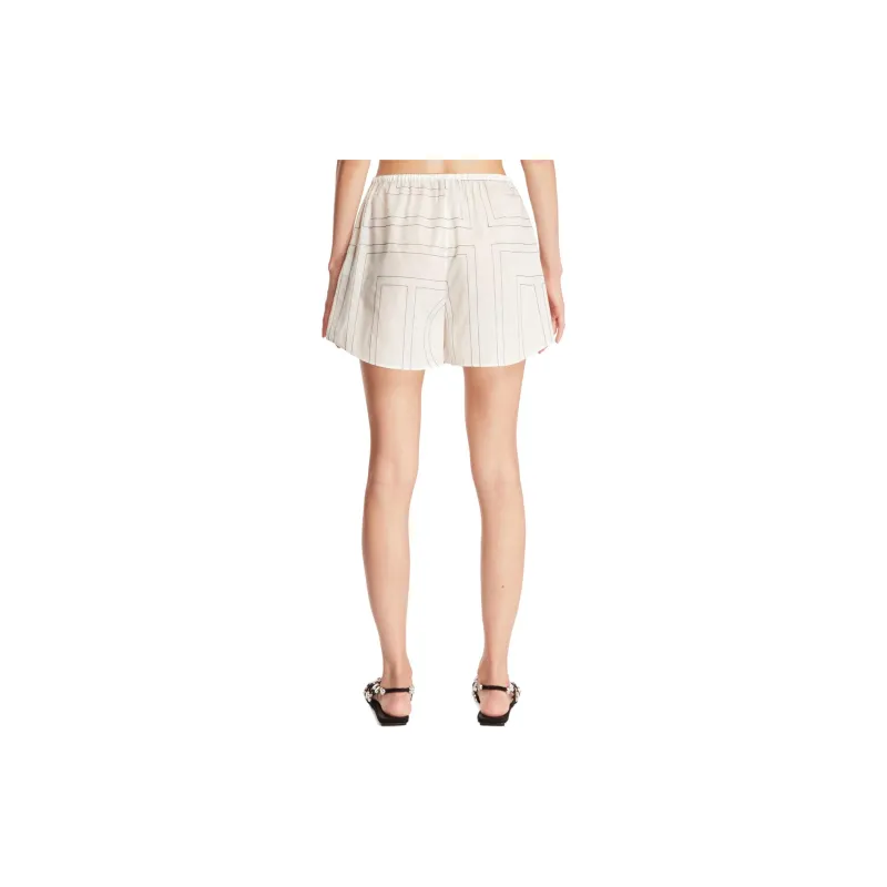 TOTEME Monogram-Embroidered Mid-Rise Shorts-1