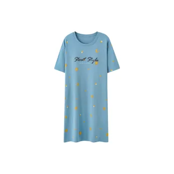 CAIHENGTONG Nightgown Women's Full Moon Smiley Face
