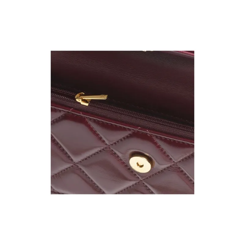 CHANEL Lambskin Portable One Shoulder Crossbody Cell Phone Pouch Women's Burgundy-2