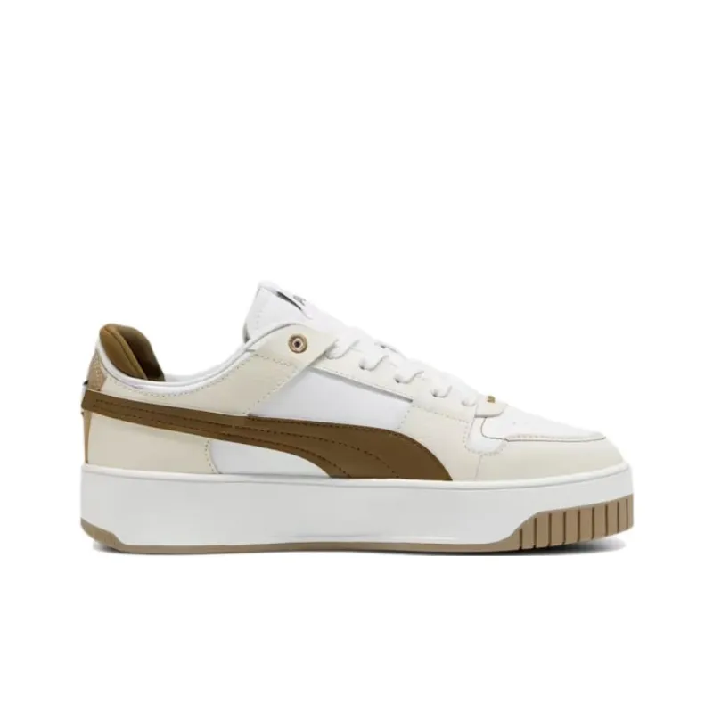 PUMA Carina Street Anti-Slip Wear-Resistant Low-Top Casual Shoes Women's Beige White Brown-1