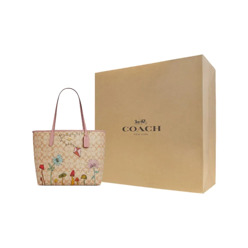 COACH Observed By Us City Coated Canvas Tote Bag, Shopping Bag, Shoulder Bag, Handbag Tubas Women's Light Khaki-5