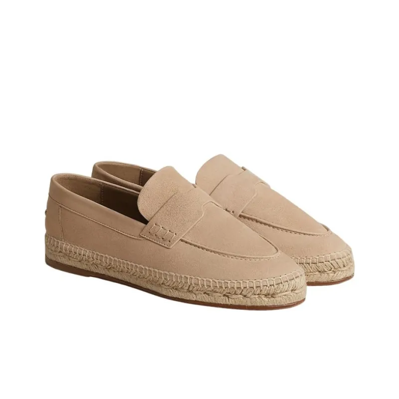 HERMES Trip Flat Shoes Women's Nude-3
