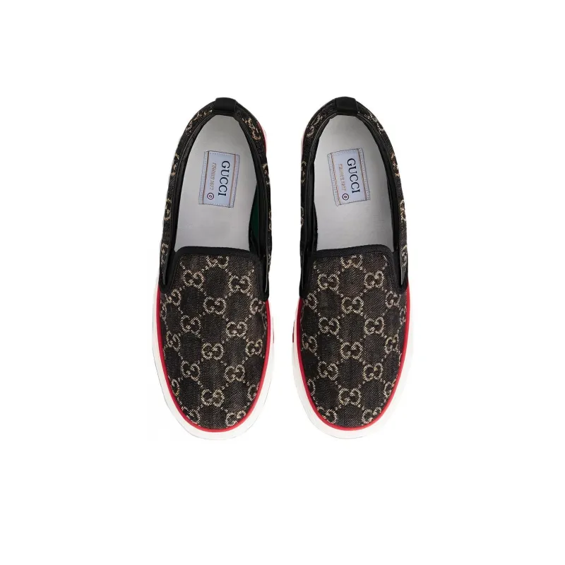 GUCCI Tennis 1977 Stylish Skateboarding Shoes Men's Black Gold-3